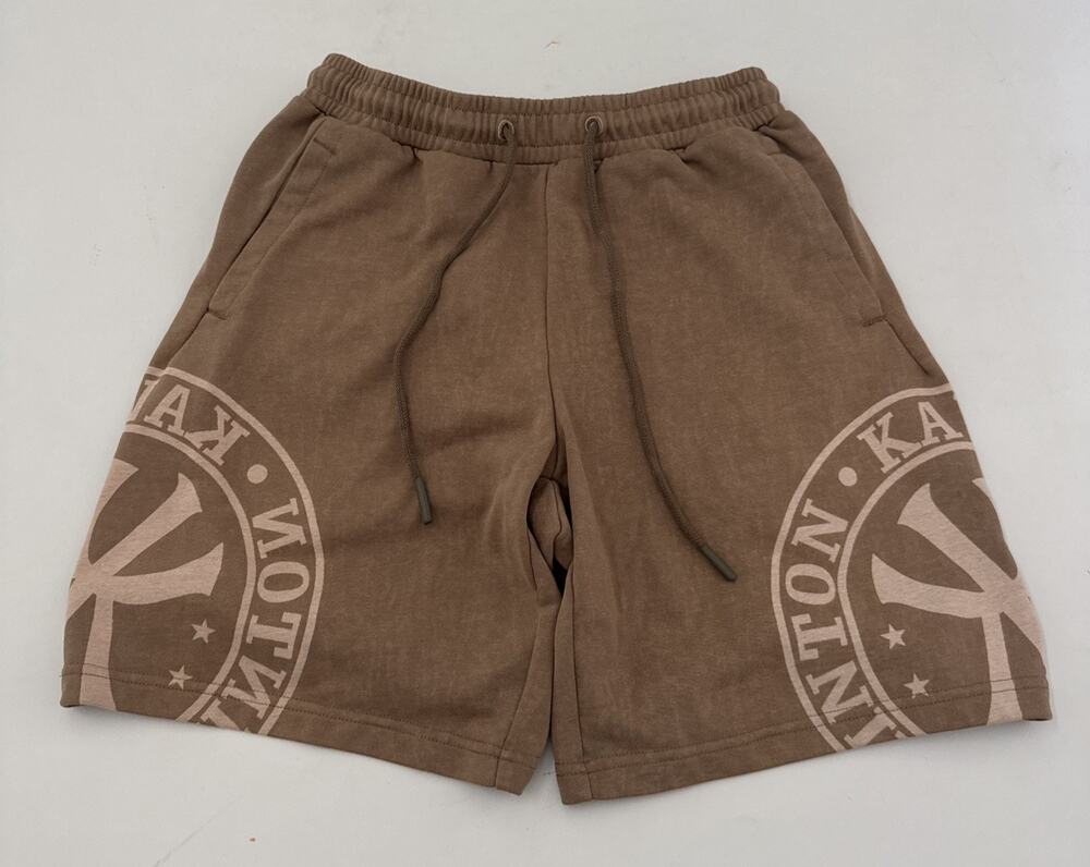 Kawasaki Mens Sweat Shorts XS Tan Large Logo Drawstring Motorcycle